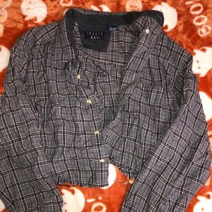 cropped woman’s flannel